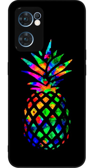 OPPO Reno7 5G Case Hülle - Silikon schwarz Ananas Multi-colors