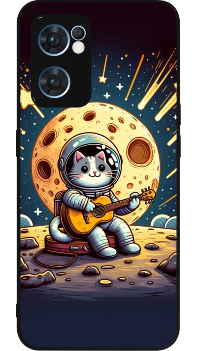 OPPO Reno7 5G Case Hülle - Silikon schwarz AstroKatze RockMond