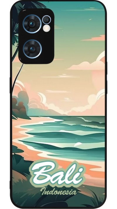 OPPO Reno7 5G Case Hülle - Silikon schwarz Bali Landscape