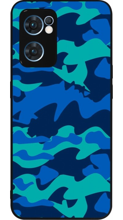 OPPO Reno7 5G Case Hülle - Silikon schwarz Camo Blue
