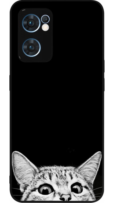 OPPO Reno7 5G Case Hülle - Silikon schwarz Cat Looking Up Black