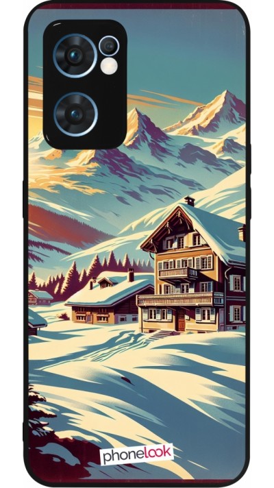 OPPO Reno7 5G Case Hülle - Silikon schwarz Chalet Berg verschneit