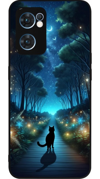 OPPO Reno7 5G Case Hülle - Silikon schwarz Schwarze Katze Spaziergang