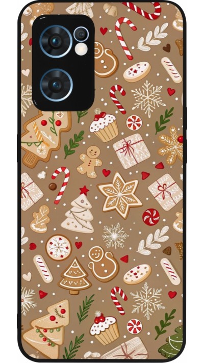 OPPO Reno7 5G Case Hülle - Silikon schwarz Christmas 25 Pattern Ginger Cookie