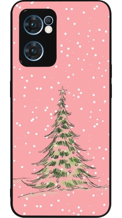 OPPO Reno7 5G Case Hülle - Silikon schwarz Christmas 25 Pink Tree