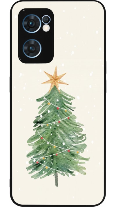 OPPO Reno7 5G Case Hülle - Silikon schwarz Christmas 25 Sketch Tree