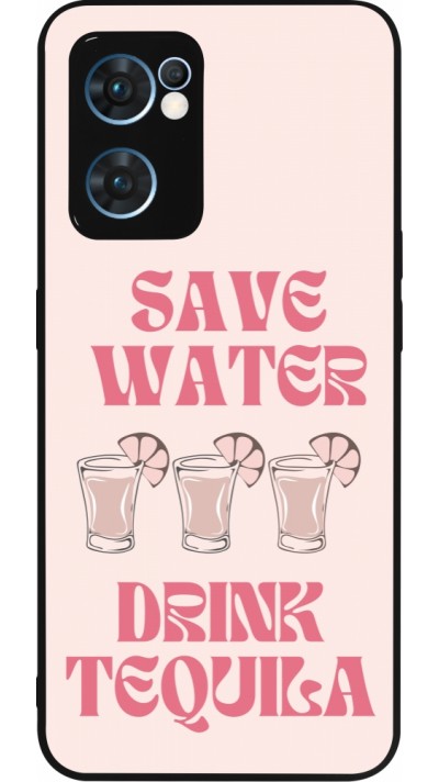 OPPO Reno7 5G Case Hülle - Silikon schwarz Cocktail Save Water Drink Tequila