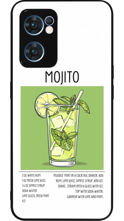 OPPO Reno7 5G Case Hülle - Silikon schwarz Cocktail Rezept Mojito