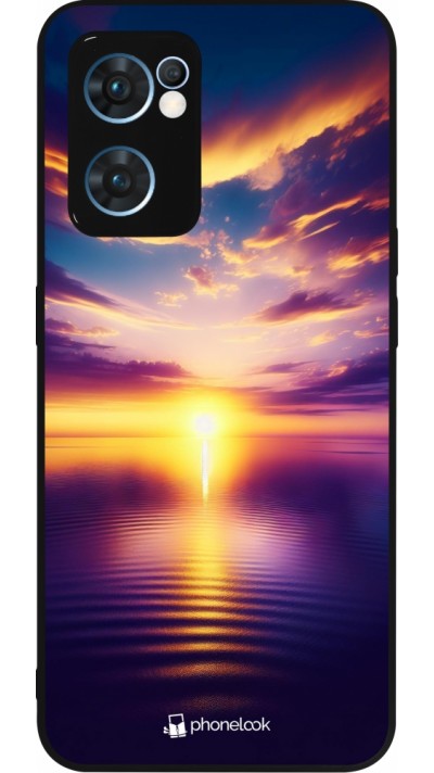 OPPO Reno7 5G Case Hülle - Silikon schwarz Sonnenuntergang gelb violett