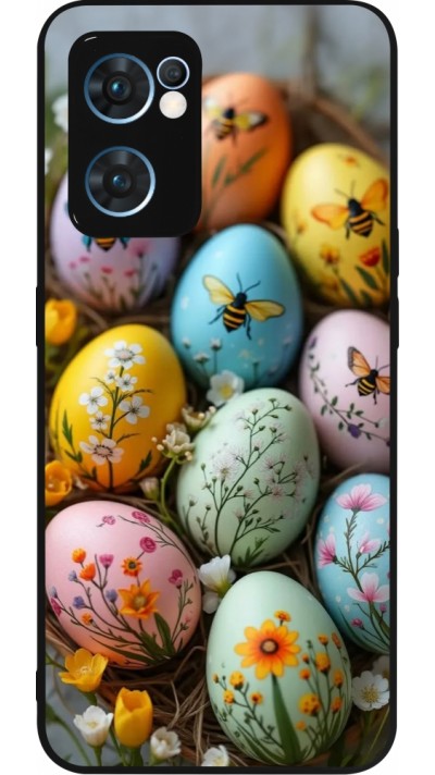 OPPO Reno7 5G Case Hülle - Silikon schwarz Easter 2026 Eggs with bees