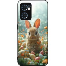 OPPO Reno7 5G Case Hülle - Silikon schwarz Easter 2026 Rabbit in the garden
