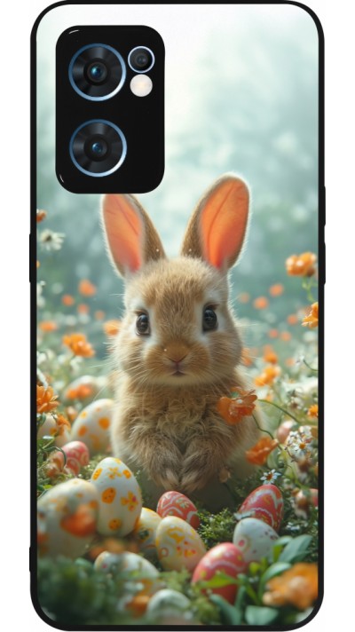 OPPO Reno7 5G Case Hülle - Silikon schwarz Easter 2026 Rabbit in the garden