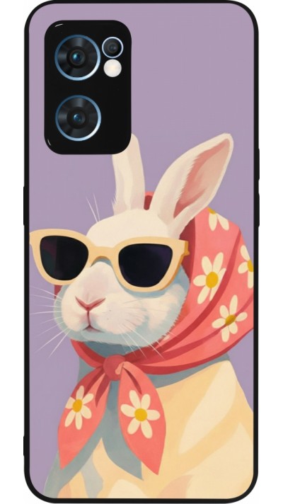 OPPO Reno7 5G Case Hülle - Silikon schwarz Easter 2026 Rabbit with scarf