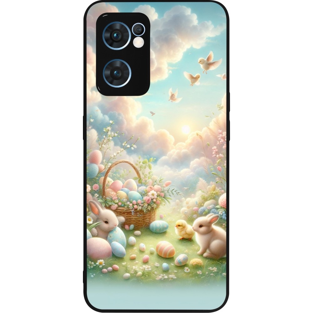 OPPO Reno7 5G Case Hülle - Silikon schwarz Ostern 2025 Pastell Ostern