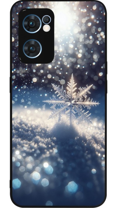 OPPO Reno7 5G Case Hülle - Silikon schwarz Schneeflocke Solar Glanz