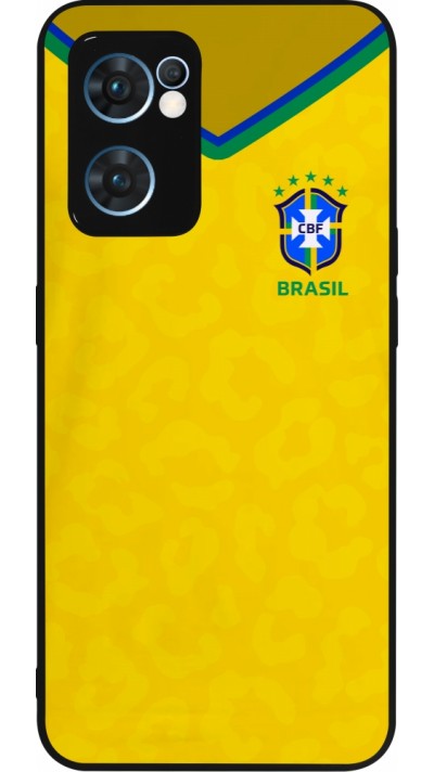 OPPO Reno7 5G Case Hülle - Silikon schwarz Brasilien 2022 personalisierbares Fußballtrikot