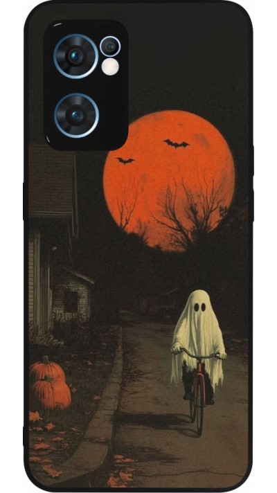 OPPO Reno7 5G Case Hülle - Silikon schwarz Halloween 2025 Ghost on a bicycle