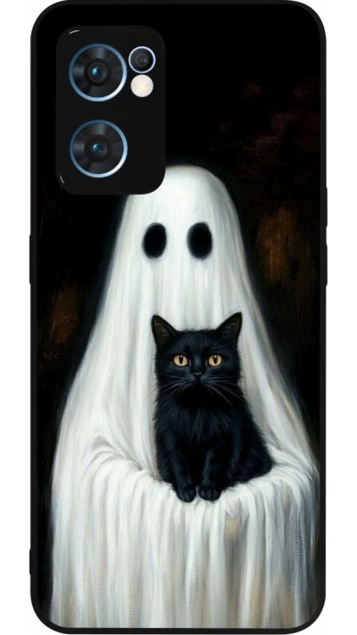 OPPO Reno7 5G Case Hülle - Silikon schwarz Halloween 2025 Ghost with black cat