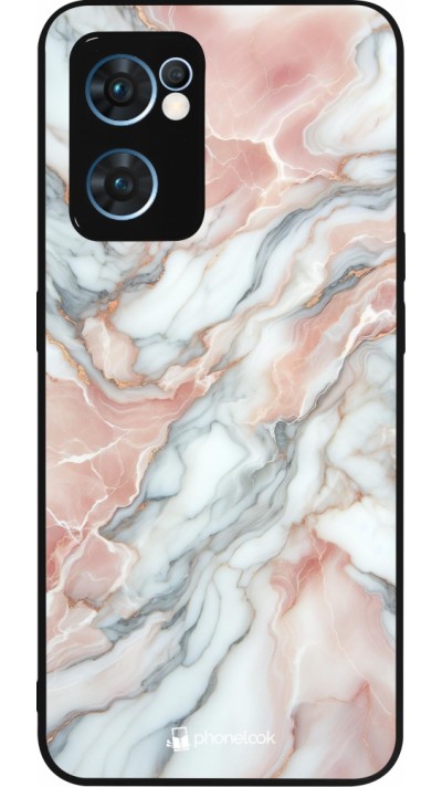 OPPO Reno7 5G Case Hülle - Silikon schwarz Rosa Leuchtender Marmor