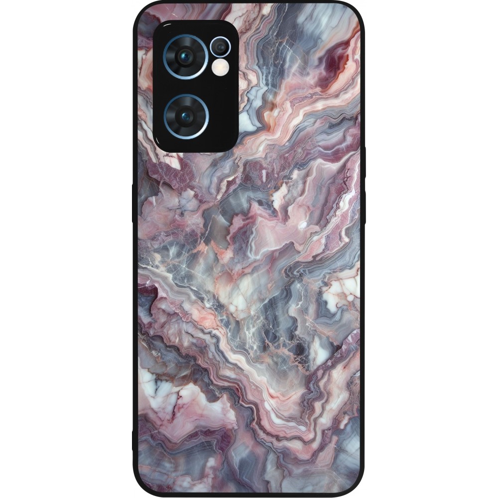 OPPO Reno7 5G Case Hülle - Silikon schwarz Violetter silberner Marmor