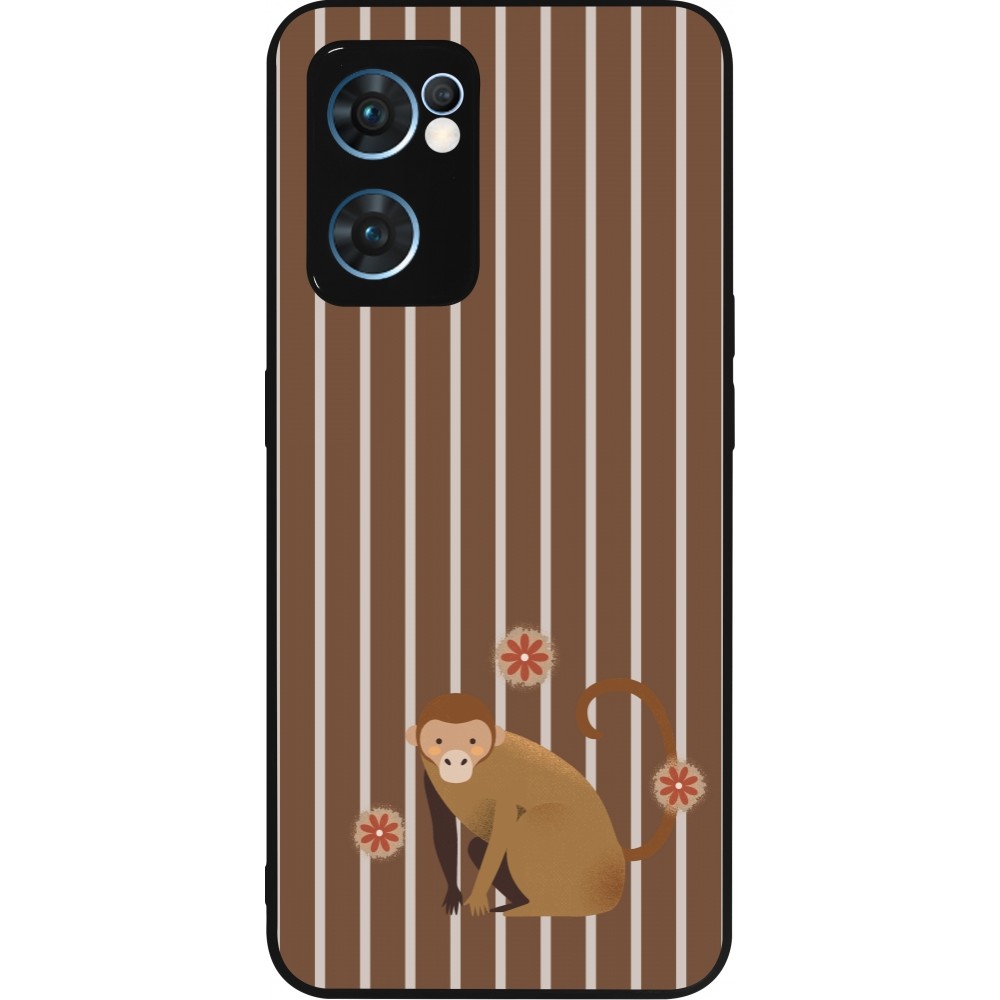 OPPO Reno7 5G Case Hülle - Silikon schwarz Monkey with stripes