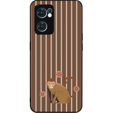 OPPO Reno7 5G Case Hülle - Silikon schwarz Monkey with stripes