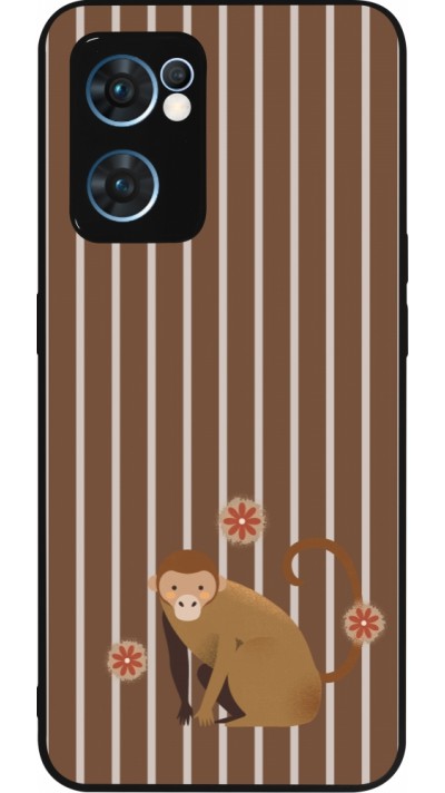 OPPO Reno7 5G Case Hülle - Silikon schwarz Monkey with stripes