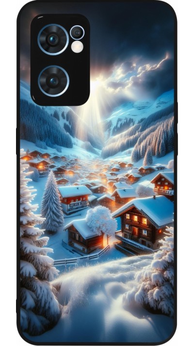 OPPO Reno7 5G Case Hülle - Silikon schwarz Berg Schnee Licht
