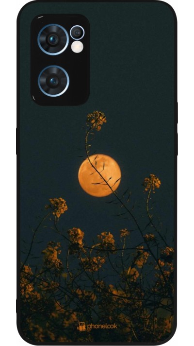 OPPO Reno7 5G Case Hülle - Silikon schwarz Moon Flowers