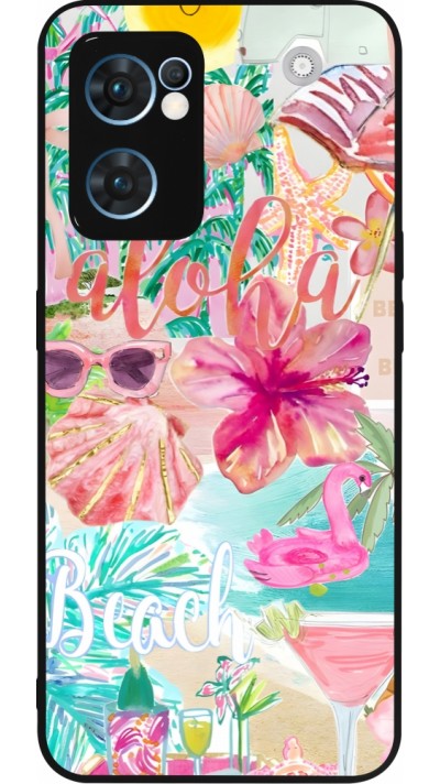 OPPO Reno7 5G Case Hülle - Silikon schwarz Preppy Collage Aloha