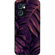 OPPO Reno7 5G Case Hülle - Silikon schwarz Purple Light Leaves
