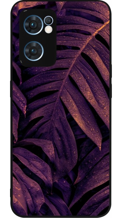 OPPO Reno7 5G Case Hülle - Silikon schwarz Purple Light Leaves