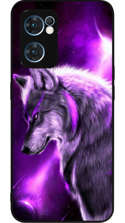 OPPO Reno7 5G Case Hülle - Silikon schwarz Purple Sky Wolf