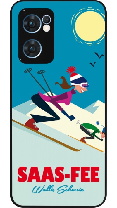 OPPO Reno7 5G Case Hülle - Silikon schwarz Saas-Fee Ski Downhill