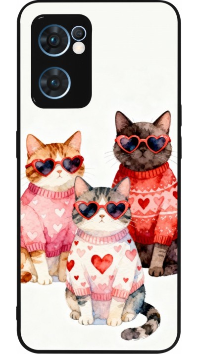 OPPO Reno7 5G Case Hülle - Silikon schwarz Saint Valentines Day 26 Cat Love