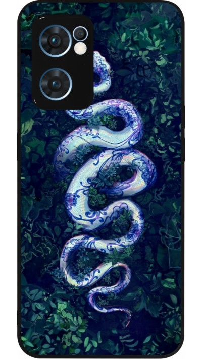 OPPO Reno7 5G Case Hülle - Silikon schwarz Snake Blue Anaconda