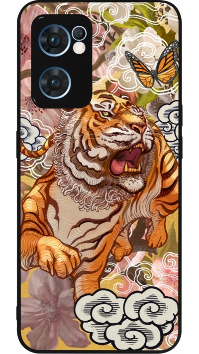 OPPO Reno7 5G Case Hülle - Silikon schwarz Spring 23 japanese tiger