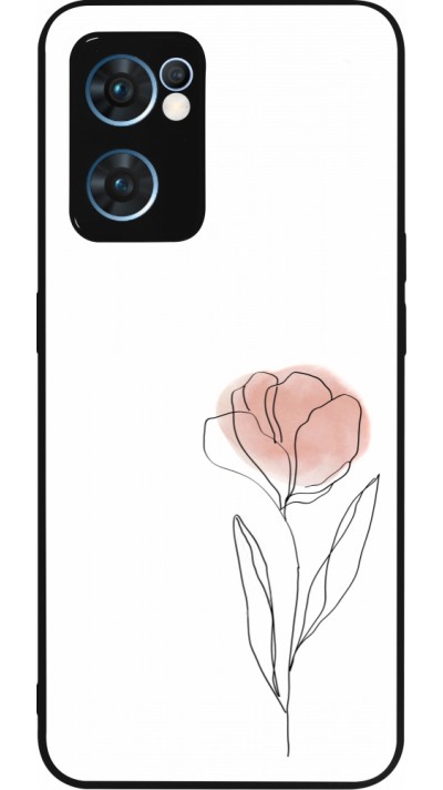 OPPO Reno7 5G Case Hülle - Silikon schwarz Spring 23 minimalist flower