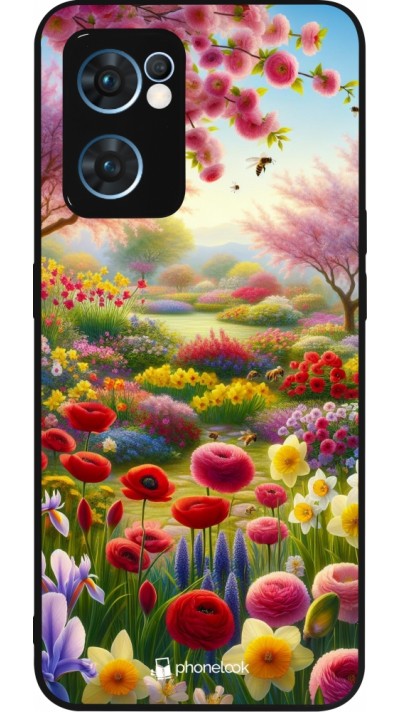 Coque OPPO Reno7 5G - Silicone rigide noir Spring 25 Bouquet printemps