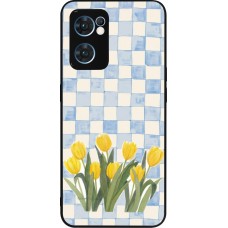 OPPO Reno7 5G Case Hülle - Silikon schwarz Blue vichy tulips 2026