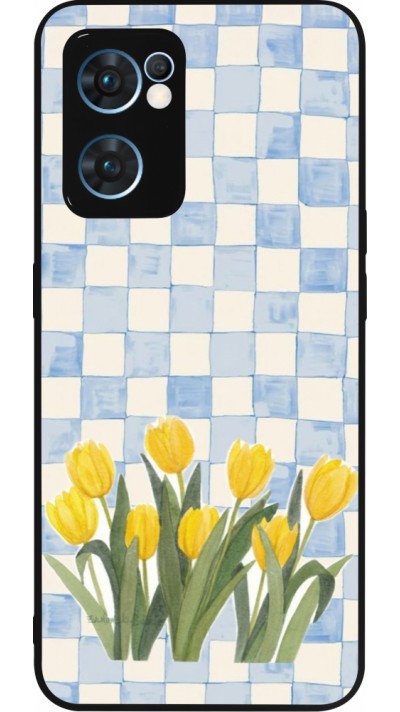 OPPO Reno7 5G Case Hülle - Silikon schwarz Blue vichy tulips 2026