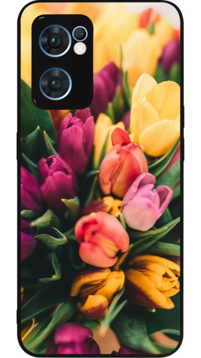 OPPO Reno7 5G Case Hülle - Silikon schwarz Bouquet of tulips 2026