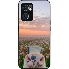 OPPO Reno7 5G Case Hülle - Silikon schwarz Cow with tulips 2026