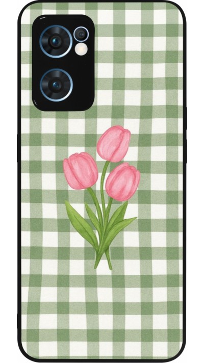 OPPO Reno7 5G Case Hülle - Silikon schwarz Green vichy tulips 2026