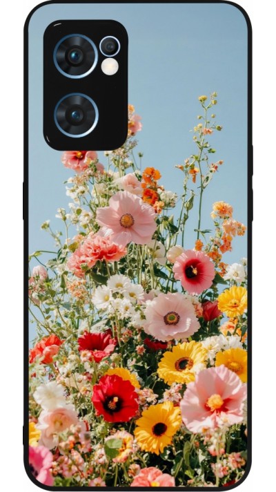 OPPO Reno7 5G Case Hülle - Silikon schwarz Spring flowers 2026