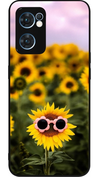 OPPO Reno7 5G Case Hülle - Silikon schwarz Sunflower with glasses 2026