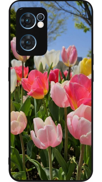 OPPO Reno7 5G Case Hülle - Silikon schwarz Tulips 2026