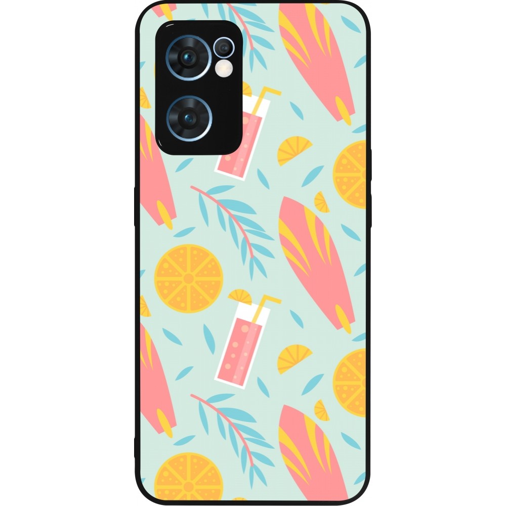 OPPO Reno7 5G Case Hülle - Silikon schwarz Summer 2025 Pattern citron