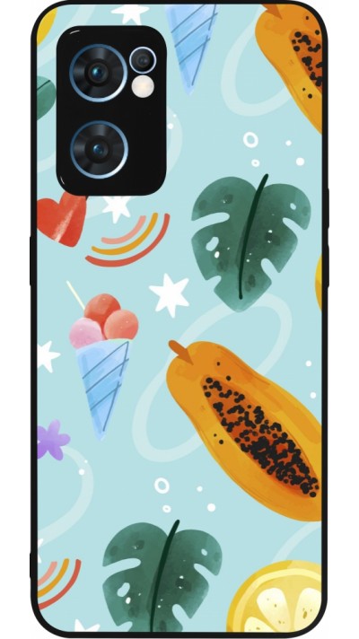 OPPO Reno7 5G Case Hülle - Silikon schwarz Summer 2025 Pattern papaya
