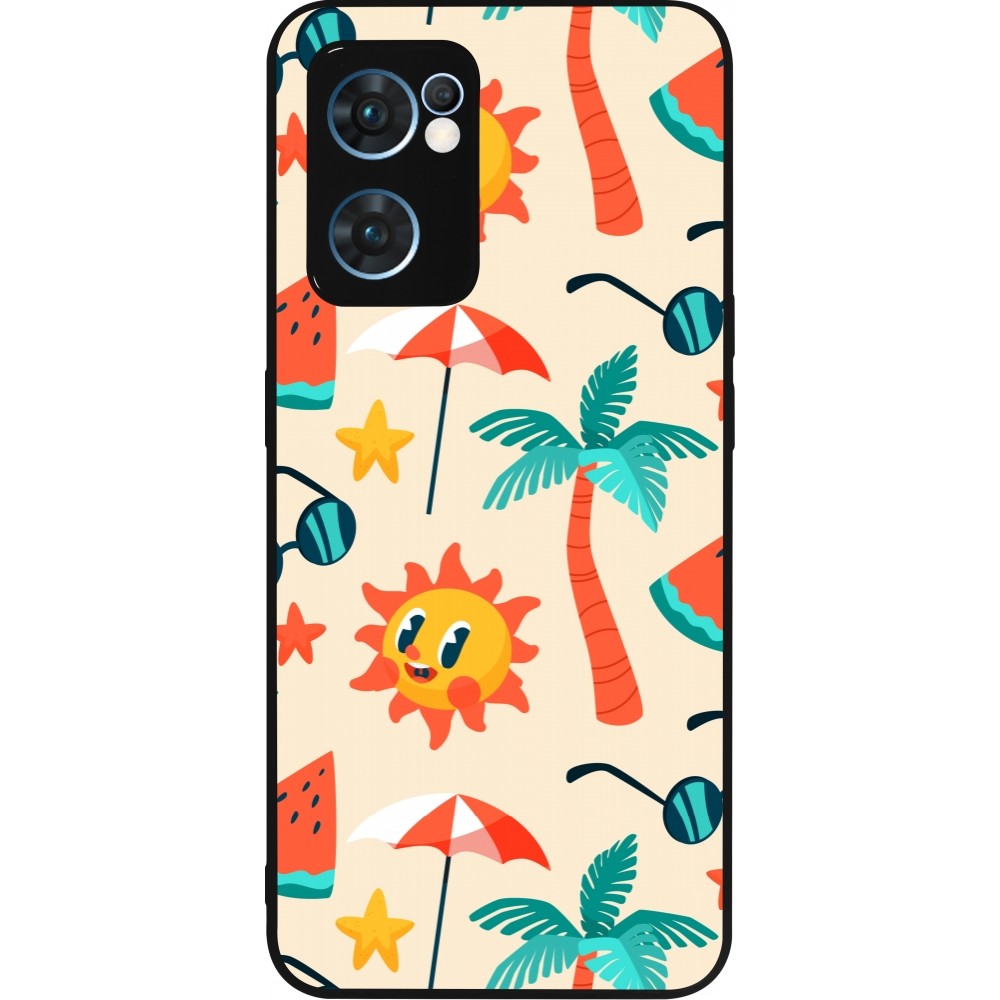 OPPO Reno7 5G Case Hülle - Silikon schwarz Summer 2025 Pattern soleil